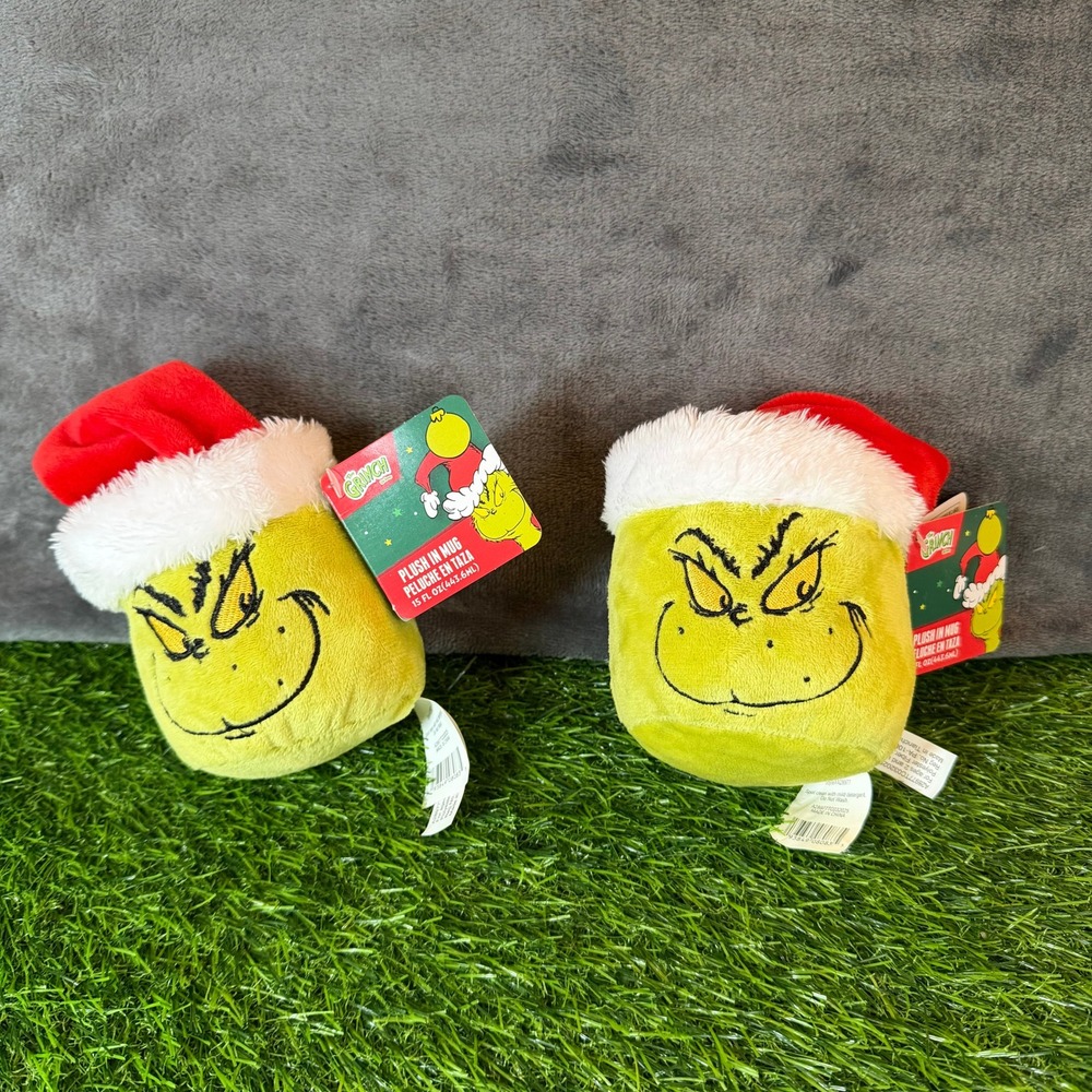 Dr Seuss Grinch Plush in Mug Christmas Santa Hat Collectible‎ Toy